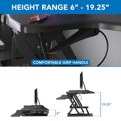 Mount-It! 48"W Rectangular Adjustable Metal Standing Desk Converter, Black (MI-7925)