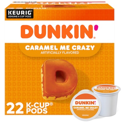 Dunkin Caramel Me Crazy Coffee Keurig® K-Cup® Pods, Medium Roast, 22/Box (5000364900)