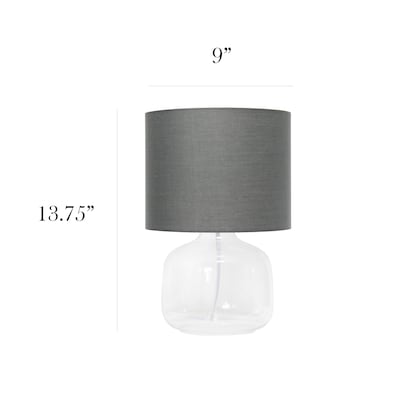 Simple Designs Glass Table Lamp Fabric Shade, Clear with Gray Shade (LT2064-CLG)