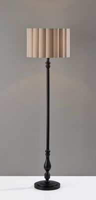Adesso Claret 59.75"H Black Floor Lamp with Off-White Fabric Shade (3274-01)