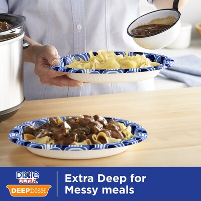 Dixie Ultra Deep Dish 9.5" Paper Plates, Blue/White, 18 Plates/Pack (15951C)