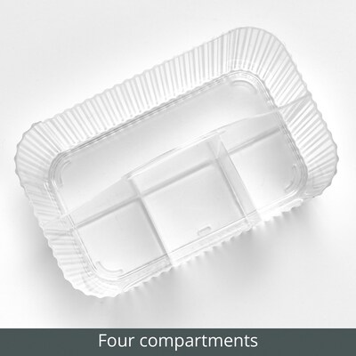 mDesign 4-Section Plastic Desktop Caddy Organizer with Handle, Plastic, Clear (26051)