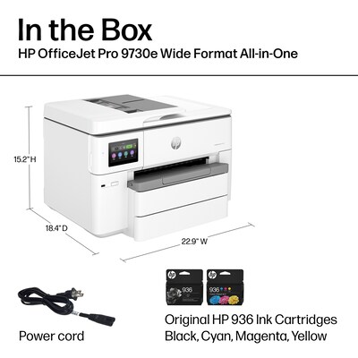 HP OfficeJet Pro 9730e Wide Format Wireless All-in-One Color Printer, Best for Office, 3 Months FREE INK with HP+ (537P6A)