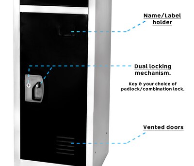 AdirOffice 72'' 3-Tier Key Lock Black Steel Storage Locker (629-203-BLK)