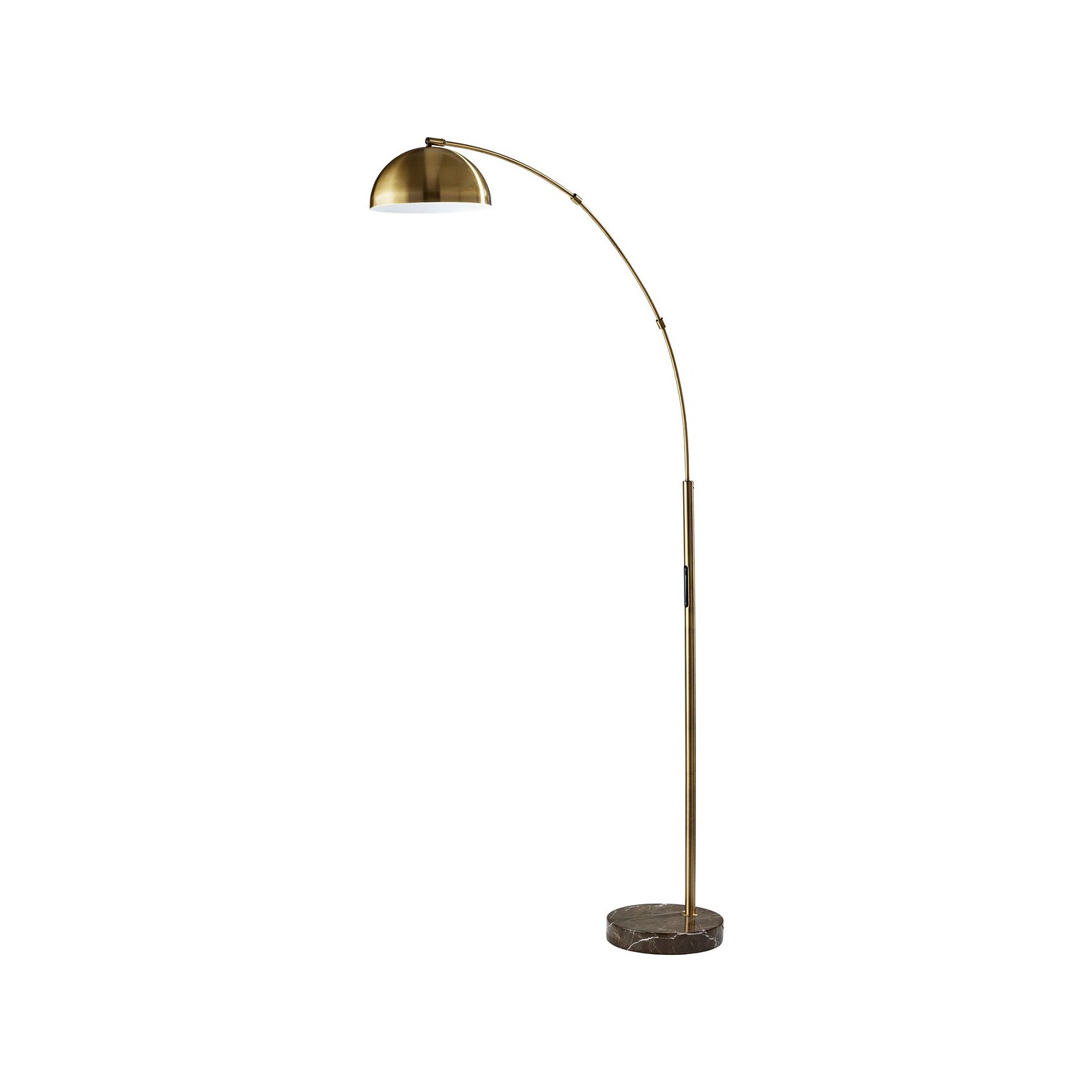 Adesso Bolton 71.5 Antique Brass Arc Floor Lamp with Dome Shade (4308-21)