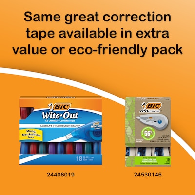 BIC Wite-Out EZ Correct Correction Tape, White, 10/Pack (50790