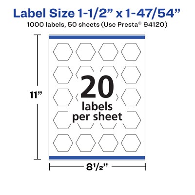 Avery Laser/Inkjet Decorative Edge Multipurpose Labels, 1-1/2" x 1-47/54", White, 1000 Labels/Box (94120)