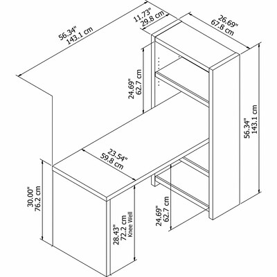 Bush Business Furniture Echo 56"W Bookcase Desk, Gray Sand (KI60207-03)