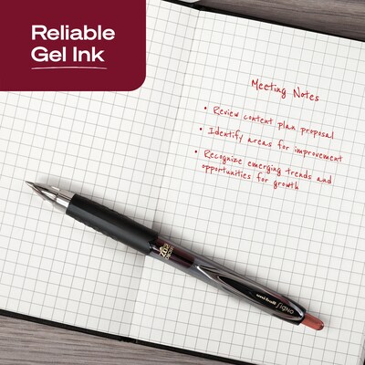uniball 207 Retractable Gel Pens, Micro Point, 0.5mm, Red Ink, Dozen (61257)