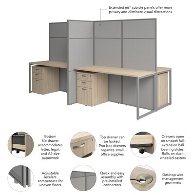 Bush Business Furniture Easy Office 66"H x 119"W 4 Person Back to Back Cubicle Panel Workstation, Natural Elm (EODH66SNE-03K)