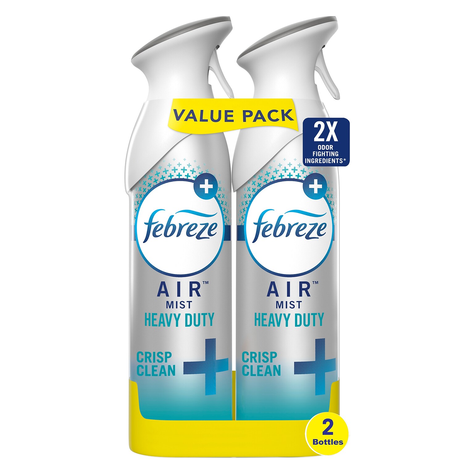 Febreze Odor-Fighting Heavy Duty Air Freshener, Crisp Clean Scent, 2 count, 8.8 oz. (97806)