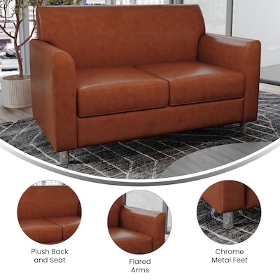 Flash Furniture Hercules Diplomat LeatherSoft Loveseat, Cognac/Chrome Legs (BT8272CGCHR)