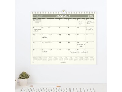 2025 AT-A-GLANCE Recycled 15" x 12" Monthly Wall Calendar, Green/Black (PMG77-28-25)