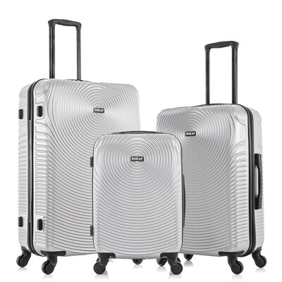 DUKAP INCEPTION 3-Piece Hardside Spinner Carry-On Luggage Set, TSA Checkpoint Friendly, Silver (DKINCSML-SIL)