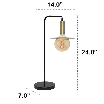 Lalia Home Studio Loft Oslo 24" LED Table Lamp, Matte Black/Antique Brass Plated (LHT-4002-BK)