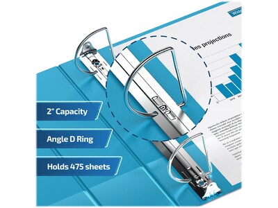 Davis Group Premium Economy 2" 3-Ring Non-View Binders, D-Ring, Turquoise Blue, 6/Pack (2304-52-06)