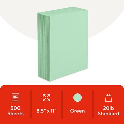 Staples Pastel 30% Recycled Color Copy Paper, 20 lbs., 8.5" x 11", Green, 500/Ream (14781)
