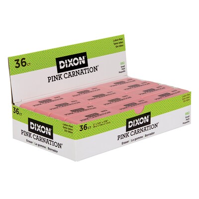 Dixon Pink Carnation Block Erasers, 36/Pack (DIX38920)