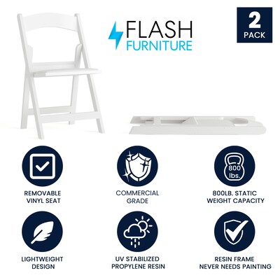 Flash Furniture Resin Folding Chair, White, Set of 2 (2LEL1WHITE)