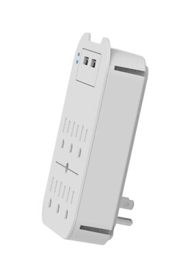 LAX 6-Outlet Surge Protector with 2 USB Ports, White