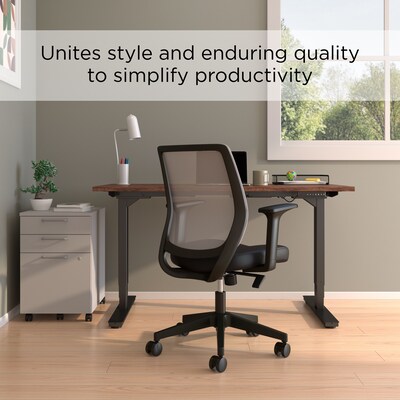 Staples Essentials Ergonomic Fabric Swivel Task Chair, Black (UN56947)