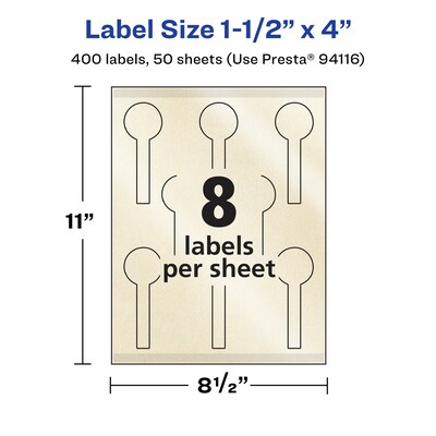 Avery Pearlized Ivory Decorative Edge Multipurpose Labels, 1.5" x 4", Ivory, 400/Box (94116)