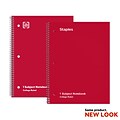 Staples 1-Subject Notebook, 8 x 10.5, College Ruled, 70 Sheets, Assorted Colors, 3/Pack (TR58375)
