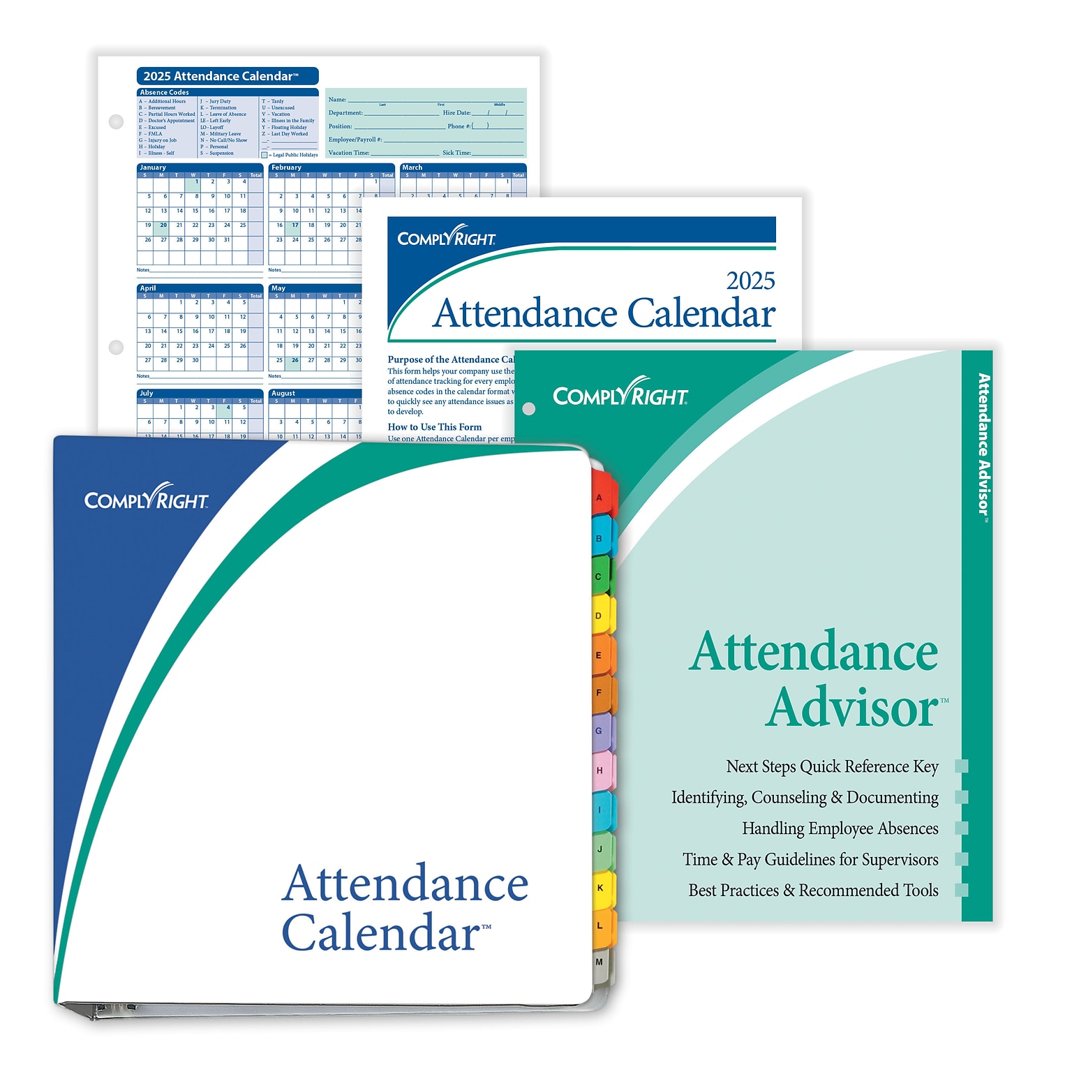 ComplyRight 2025 Attendance Calendar Set, 50 Forms/Pack (A1411W16PK50)