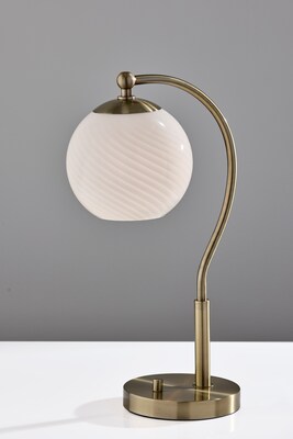 Adesso Swirl Incandescent Desk Lamp, 21.6H, Antique Brass/White (3259-21)