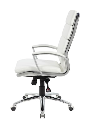 Boss Office Products Ergonomic CaressoftPlus Vinyl Swivel Executive Chair, White (B9471-WT)