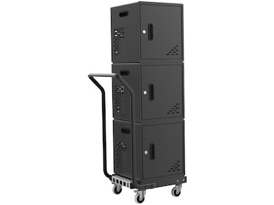 Luxor Lockable 30-Unit Modular Charging Cart, Black Steel (LLMC30SP)