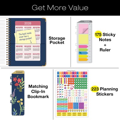 2027 Excello Brands 9" x 11" Weekly & Monthly Standard Planner, Paperboard Cover, Navy (FSHN-CY27-8511-85)