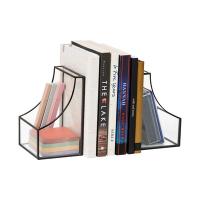 Mind Reader Metal Terrarium Bookends, 6.25", Black (GLBOOK2-BLK)