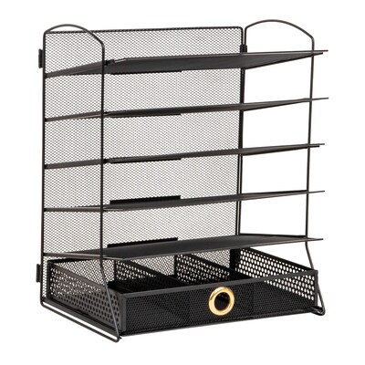 Mind Reader Metal Desk Organizer, Black (VFILEDR-BLK)