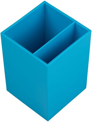 JAM PAPER Plastic Pen Holder, Blue (341bus)