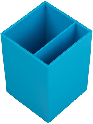 JAM PAPER Plastic Pen Holder, Blue, Desktop Pencil Cup, Sold Individually (341bus)