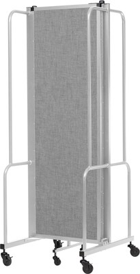 National Public Seating Robo Series 3-Panel Folding Mobile Room Divider, 72"H x 72"W, Grey Fabric (RDG6-3PT02)