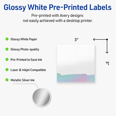 Avery Laser/Inkjet Square Multipurpose Labels, 3 x 3, White, 120/Pack (S00-F42)