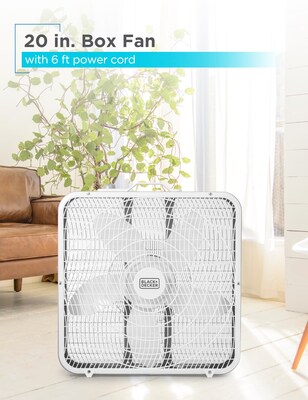 Black & Decker 20" Box Fan, 3-Speed, White (BFB20SW)
