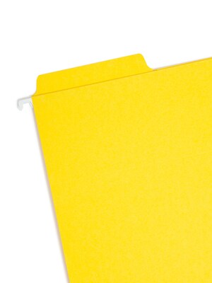 Smead FasTab Hanging File Folders, 1/3-Cut Tab, Letter Size, Yellow, 20/Box (64097)