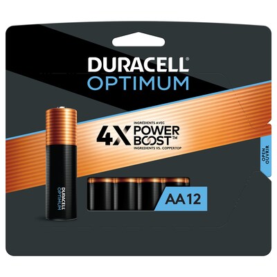 Duracell Optimum AA Alkaline Battery, 12/Pack (OPT1500B12PRT)