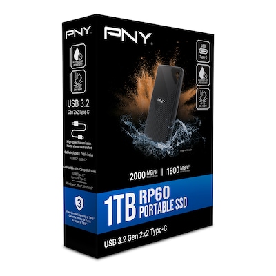 PNY RP60 1TB USB 3.2 External Solid State Drive (PSD0CS3060-1TB-RB)