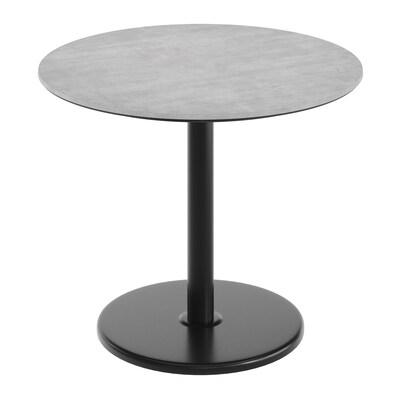 Flash Furniture Acadia 36 Round Wooden Dining Table with Round Base, Gray Faux Concrete/Black Base (STRD36CGTR24)