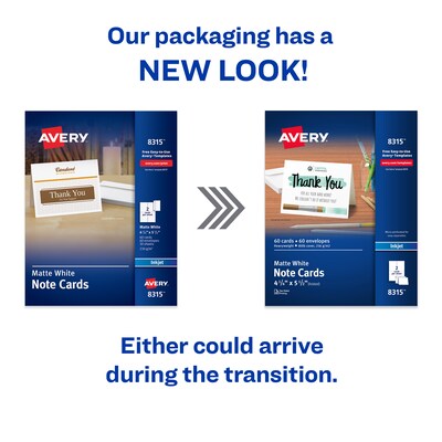 Avery Matte General Use Note Cards, White, 60/Pack (08315)