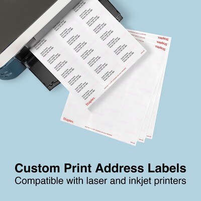 Staples® Laser/Inkjet Address Labels, 1" x 2 5/8", Clear, 30 Labels/Sheet, 10 Sheets/Pack, 300/Box (ST18086-CC)