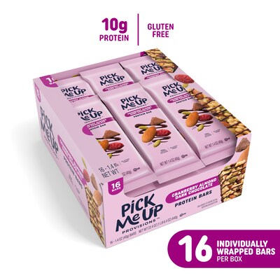 Pick Me Up Provisions™ Gluten Free Cranberry Almond Dark Chocolate Protein Bar, 1.4 oz., 16 Bars/Box (PM63401)