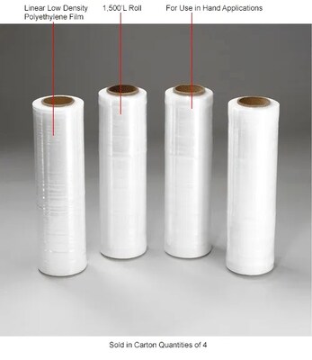 Global Industrial Stretch Wrap Film For Hand Dispenser, 80 Gauge, Cast, 18" x 1500', Clear (242427)