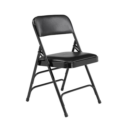 National Public Seating 1300 Series Premium Vinyl Upholstered Triple Brace Double Hinge Folding Chair, Black, 52 Pack (1310/52)