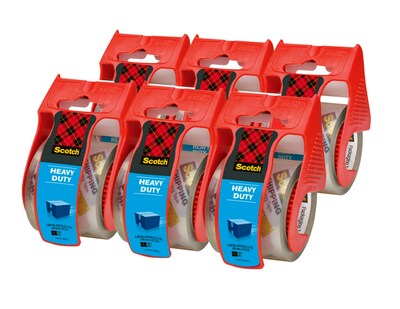 Scotch Heavy Duty Shipping Packing Tape with Dispenser, 1.88 x 22 yds., Clear, 6 Rolls (142-6)