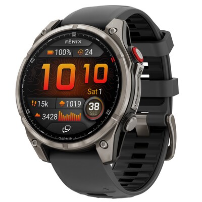 Garmin Fenix 8 Pro Multisport Smart Watch, GPS, 47mm, Titanium Case, Graphite/Black, Silicone Band (GRM0319810)